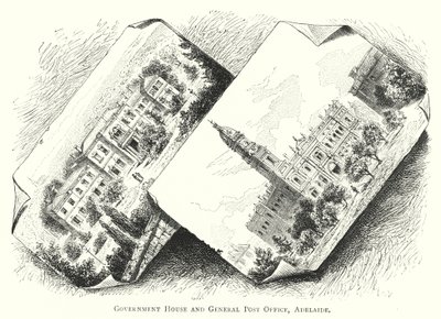 Australien: Regierungsgebäude und Hauptpostamt, Adelaide (Gravur) von English School