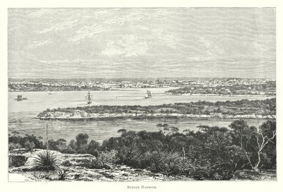 Australien: Sydney Harbour (gravering) af English School