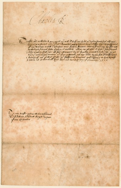 Autograf af kong Charles I af English School