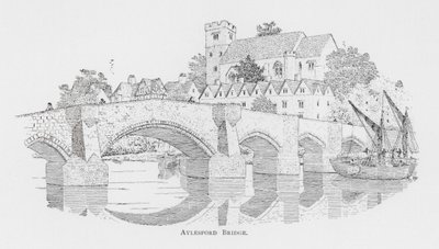 Aylesford Bridge (litografi) af English School