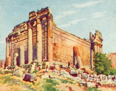 Baalbek, Bacchus-templet (farvelitografi) af English School