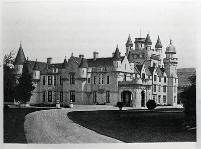Balmoral Castle (litho) af English School