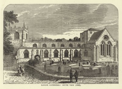 Bangor Cathedral, South View (1886) af English School