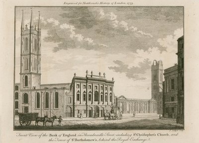 Bank of England, East Wing tilføjet af Sir Robert Taylor, 1765 af English School