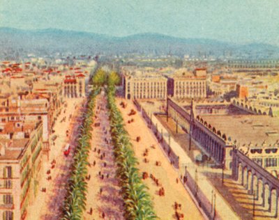 Barcelona, Ramblaen (farvelitografi) af English School