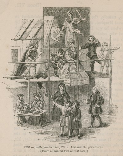 Bartholomew Fair, 1721; Lee og Harpers Booth af English School