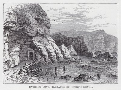 Bathing Cove, Ilfracombe, North Devon (gravering) af English School