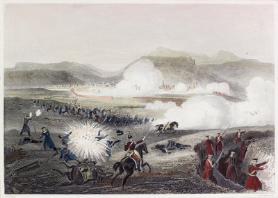 Battle Of Kars (farvet gravering) af English School