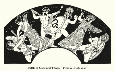 Schlacht der Götter und Titanen (Lithografie) von English School