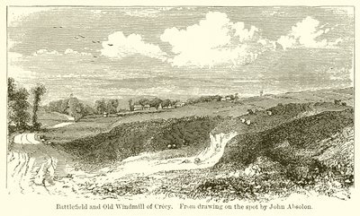 Battlefield og Old Windmill of Crecy af English School
