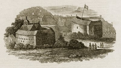 Bear Garden and Globe Theatre, Southwark, London, ca. 1600 (gravering) af English School