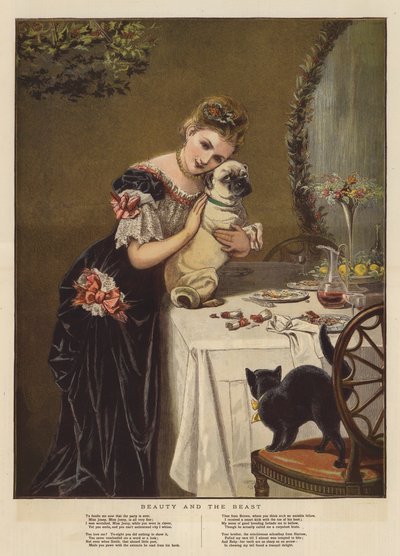 Skønheden og udyret (chromolitho) af English School