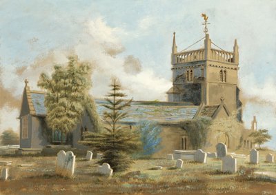 Bedminster Old Church (olie på papir) af English School