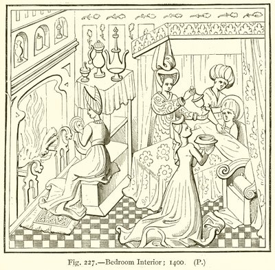 Soveværelse interiør; 1400 af English School