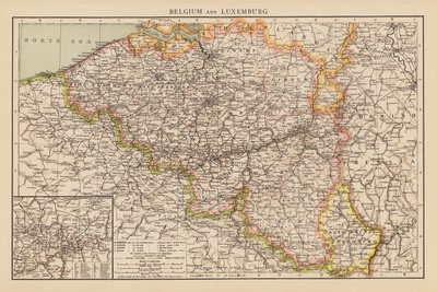 Belgien og Luxembourg (farvelitografi) af English School