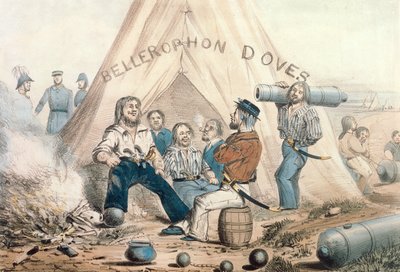 Bellerophon Tauben, Matrosenlager vor Sewastopol, veröffentlicht 1854 von English School