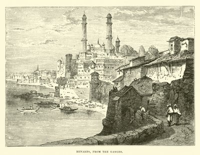 Benares, from the Ganges  af English School