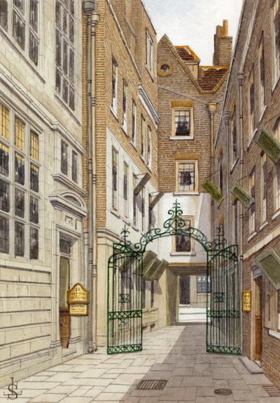 Benet Place, Gracechurch Street (wc på papir) af English School