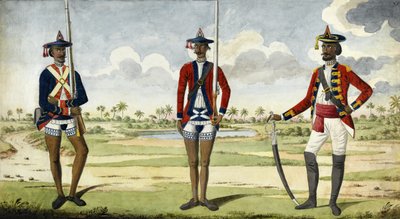 Bengalske hærtropper, ca. 1785 af English School