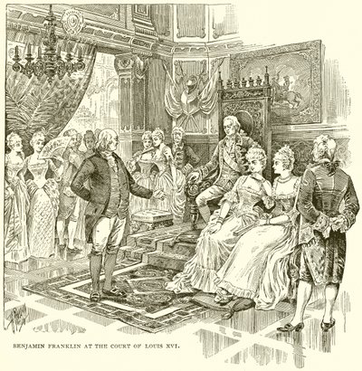 Benjamin Franklin am Hof von Ludwig XVI. von English School