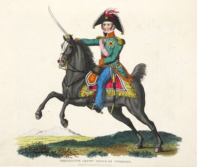 Bernadotte, Sveriges kronprins, pub. af Richard Evans, engr Romney, illustration fra An Historical Account of the Battle of Waterloo af William Mudford, 1816 af English School