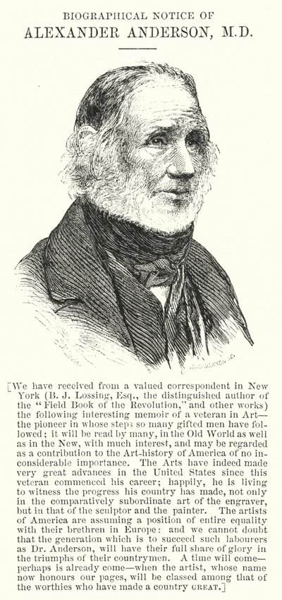 Biografisk meddelelse om Alexander Anderson, MD (gravering) af English School