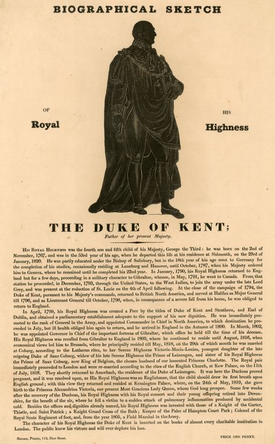 Biografisk skitse af Hans Kongelige Højhed Hertugen af Kent, far til hendes nuværende Majestæt af English School