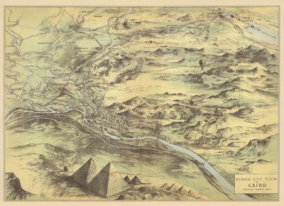 Kairo med fugleperspektiv (chromolitho) af English School