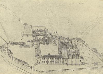Birds Eye View af Eton College (dybtryk) af English School