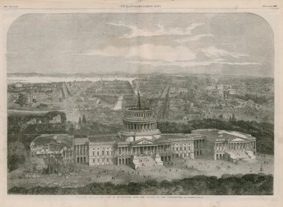 Fugleperspektiv af byen Washington, med Capitol i forgrunden af English School