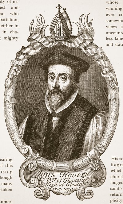 Biskop Hooper, illustration fra The Church of England: A History for the People af H.D.M. Spence-Jones, pub. ca. 1910 (sepiafoto) af English School