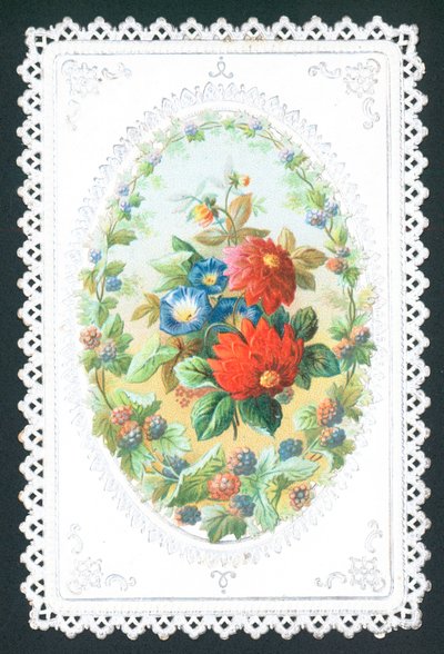 Brombær og blomster, kort af English School