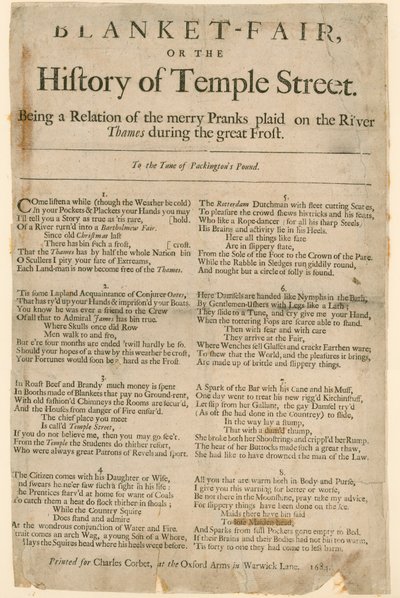 Tæppemesse. Digt om Frostmessen fra 1684 af English School
