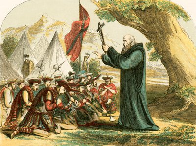 Velsignelse af de skotske soldater før slaget ved Bannockburn af English School