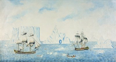 Boats Collecting Ice, ca. 1773 (wc på papir) af English School