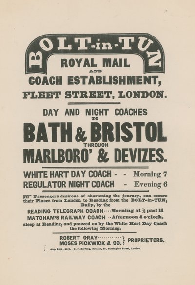 Bolt-in-Tun Royal Mail and Coach Etablissement af English School