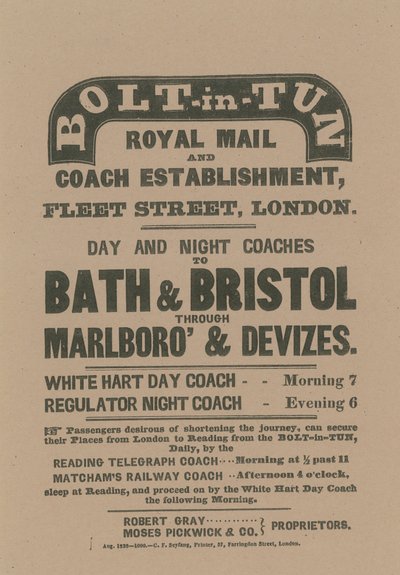 Bolt-in-Tun Royal Mail and Coach Etablissement af English School