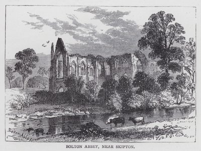 Bolton Abbey, nær Skipton (gravering) af English School