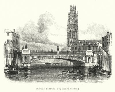 Boston Bridge (gravering) af English School