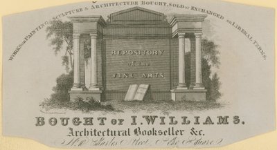 Købt af I Williams, arkitektboghandler af English School