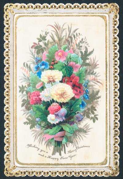 Buket blomster, julekort af English School
