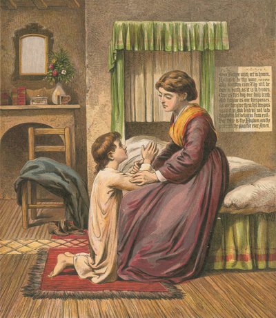 Dreng beder med sin mor af English School