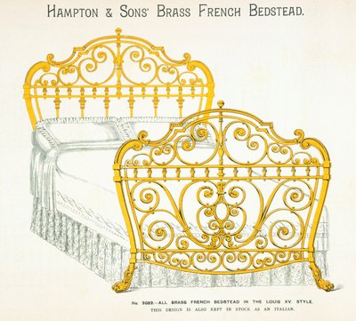 Fransk sengestel af messing fra Hampton and Sons Møbelkatalog, 1902 af English School