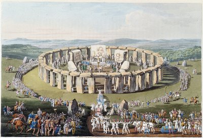 Bretonsk festival på en megalitisk mark (med dysser og menhirer) - i "" keltere og gotere, skikke hos indbyggerne på de britiske øer i det tidlige 6. århundrede og de gotiske nationer på Østersøens vestkyst"", af S.R. Meyrick og Ch. Smith af English School