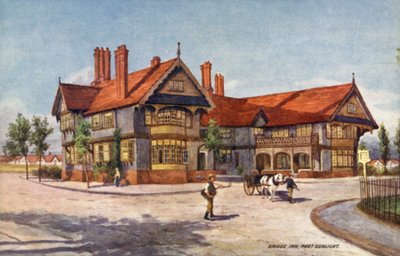 Bridge Inn, Port Sunlight (farve litho) af English School