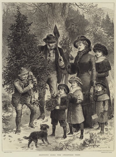 Bringing Home The Christmas Tree (gravering) af English School