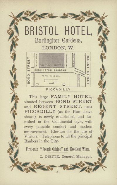 Bristol Hotel (gravering) af English School