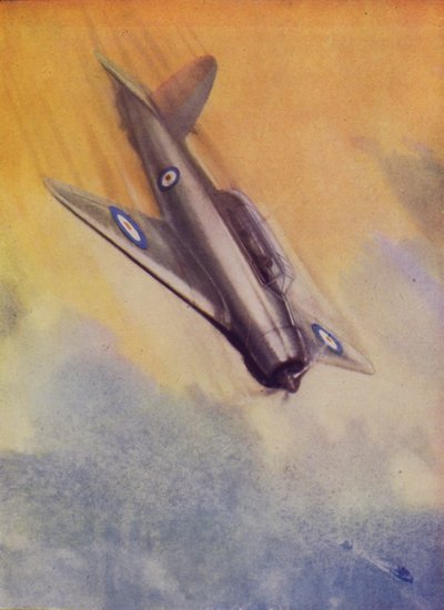 Britiske Blackburn Skua dykkebomber af Fleet Air Arm (farve litho) af English School