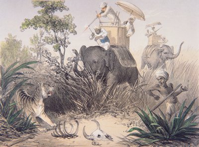 Britiske officerer tigerskyderi i Indien af English School
