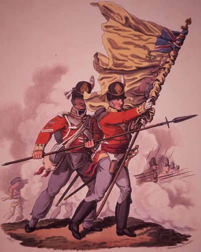 Britiske soldater (farve litho) af English School